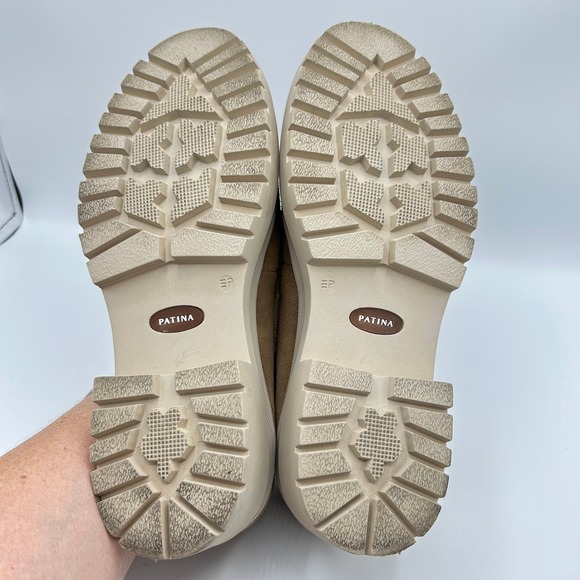 Patina Womens Suede Leather Loafers Lug Sole Comfort Slip On Shoes - Picture 7 of 9